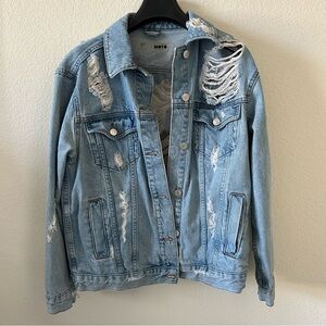 Topshop Ultra Distressed Denim Jacket